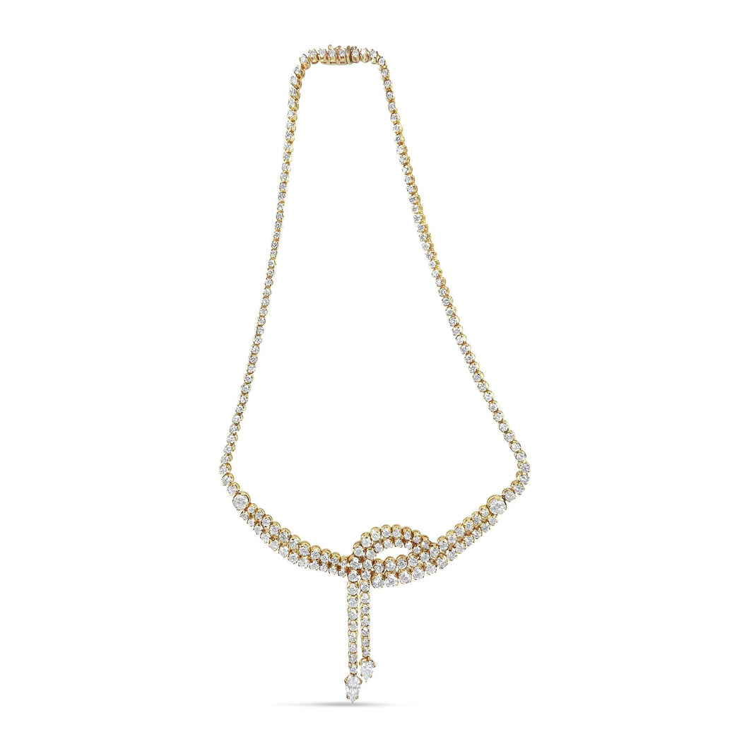 14k Yellow Gold 17.0 Cttw Diamond Double Row Lariat 18