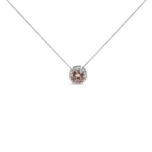 14K White Gold 2 3/8 Cttw Lab Grown Pink Diamond Solitaire with Halo Pendant Necklace - 17" Inches-0