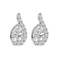 14K White Gold 5/8 Cttw Lab Grown Diamond Tear Drop Halo Stud Earring