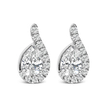 14K White Gold 5/8 Cttw Lab Grown Diamond Tear Drop Halo Stud Earring-0