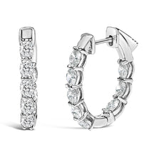 14K White Gold 2 3/4 Cttw Oval Cut Lab Grown Diamond Inside Out Hoop Earrings-0
