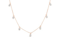 14K Rose Gold 1 3/8 Cttw Oval Lab Grown Diamond Dangle Station Necklace - 17