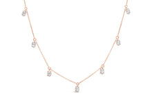 14K Rose Gold 1 3/8 Cttw Oval Lab Grown Diamond Dangle Station Necklace - 17" Inches-0