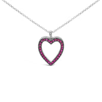 18K 1/3 Cttw Diamond and Red Ruby Open Heart with Black Rhodium 18