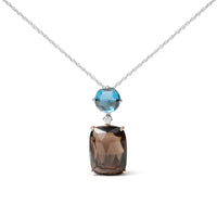 The London Blue Topaz & Smoky Quartz Drop Pendant