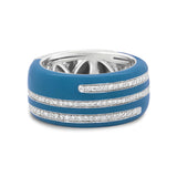 .925 Sterling Silver Turquoise Enamel 5/8 Cttw Round Diamond Wide Band Statement Ring (F-G Color, VS1-VS2 Clarity)-0 thumbnail 1