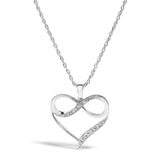 .925 Sterling Silver Diamond Accent Infinity Heart Love Pendant Necklace (J-K Color, I2-I3 Clarity) - 18