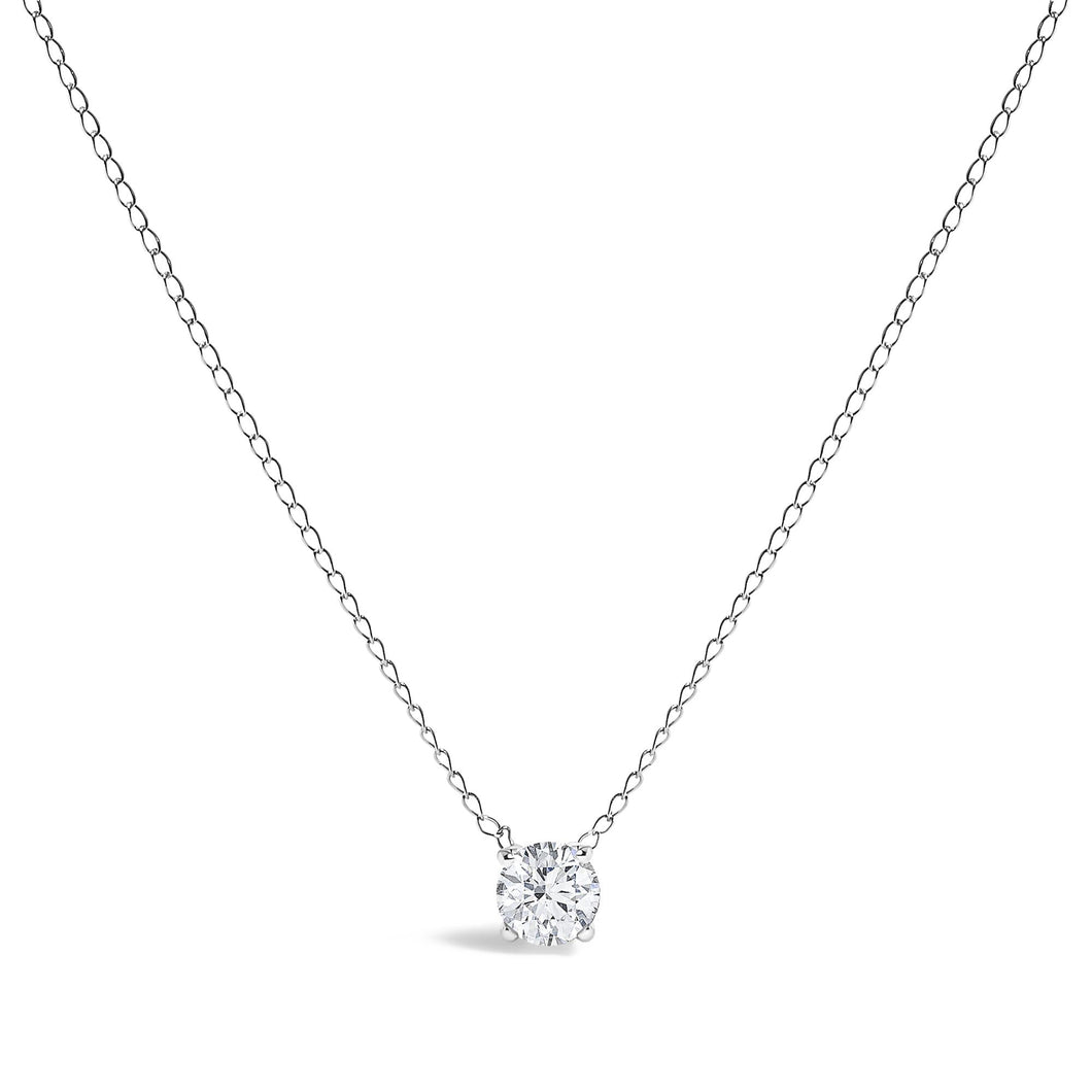 14K Gold Floating 1/2 Cttw Lab Grown Diamond Solitaire Pendant Necklace - 18
