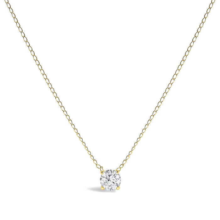 14K Gold Floating 1/2 Cttw Lab Grown Diamond Solitaire Pendant Necklace - 18