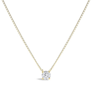 14K Gold Floating 1/2 Cttw Lab Grown Diamond Solitaire Pendant Necklace - 18