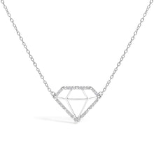 .925 Sterling Silver 1/7 Cttw Lab Grown Diamond Diamond Shaped Pendant Necklace - Size 18 Inches-0