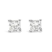 14K White Gold 3/8 Cttw Lab Grown Princess-Cut Diamond 4-Prong Solitaire Stud Earrings (VS1-VS2 Clarity, F-G Color)-1