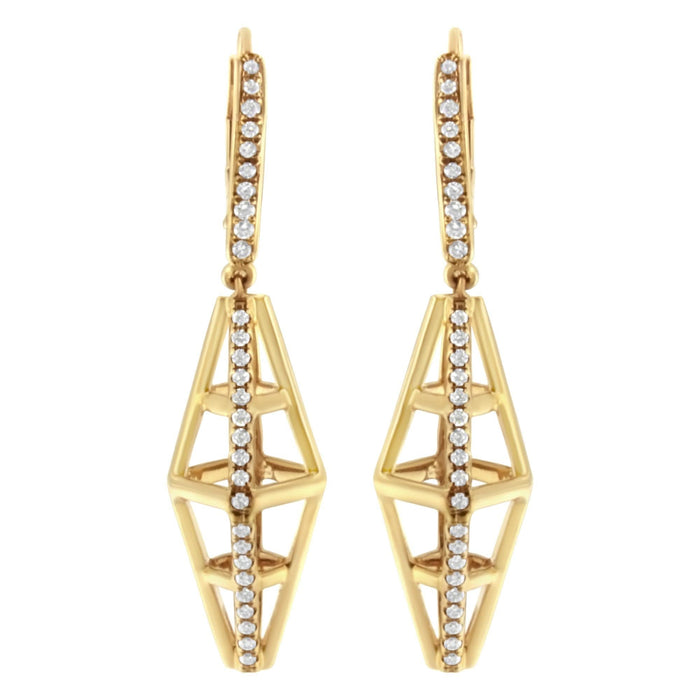 14K Yellow Gold 5/8 Cttw Diamond Geometrical Pillar Drop and Dangle Earrings (G-H Color, SI1-SI2 Clarity)