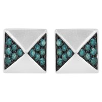 14K White Gold 1/4 Cttw Treated Blue Diamond Pyramid Stud Earring (Blue Color, SI1-SI2 Clarity)