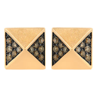 14K Rose Gold 1/4 Cttw Brown Diamond Pyramid Stud Earring (Brown Color, SI1-SI2 Clarity)