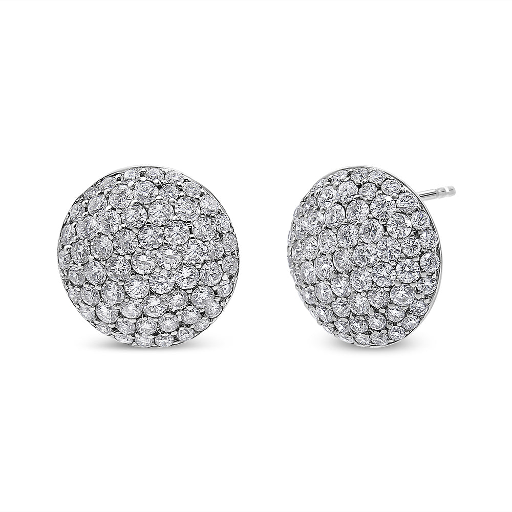 18K White Gold 3 1/2 Cttw Shared Prong Set Diamond Cluster Composite Disc Stud Earrings (F-G Color, VS1-VS2 Clarity)-0