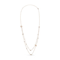 18K Rose Gold 1/2 Cttw Diamond and Freshwater Pearl Double Strand Station Necklace  (G-H Color, SI1-SI2 Clarity) - Adjustable up to 16