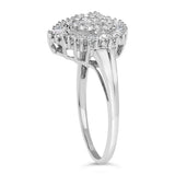 10K White Gold 1/2 Cttw Round & Baguette Cut Diamond Pear Shaped Domed Pavé Cluster with Halo Cocktail Ring (H-I Color, SI1-SI2 Clarity)-4 thumbnail 5