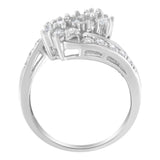 14KT White Gold Diamond Cluster Ring Band (7/8 cttw, H-I Color, I1-I2 Clarity)-3 thumbnail 4