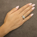 10K Yellow Gold 1.0 Cttw Round & Baguette Cut Diamond Floral Cluster Double-Channel Flared Band Statement Ring (H-I Color, SI2-I1 Clarity)-2 thumbnail 3