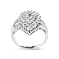 10K White Gold 1/2 Cttw Diamond Pear Shaped Cluster Ring (H-I Color, I1-I2 Clarity)