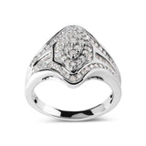 14K White Gold 3/4 Cttw Round and Baguette cut Diamond Cluster Ring (H-I Color, I1-I2 Clarity)-1 thumbnail 2