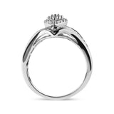 14K White Gold 3/4 Cttw Round and Baguette cut Diamond Cluster Ring (H-I Color, I1-I2 Clarity)-4 thumbnail 5