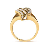 10K Yellow Gold 1/2 Cttw Round and Baguette Cut Diamond Cocktail Ring (H-I Color, I1-I2 Clarity)-1 thumbnail 2