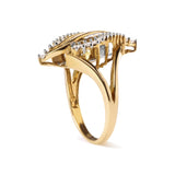 10K Yellow Gold 1/2 Cttw Round and Baguette Cut Diamond Cocktail Ring (H-I Color, I1-I2 Clarity)-3 thumbnail 4