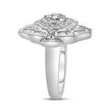 14K White Gold 7/8 Cttw Round and Baguette-Cut Diamond Cluster Ring (H-I Color, SI2-I1 Clarity)-3 thumbnail 4