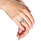 14K White Gold 7/8 Cttw Round and Baguette-Cut Diamond Cluster Ring (H-I Color, SI2-I1 Clarity)-2 thumbnail 3
