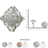 14K White Gold 7/8 Cttw Round and Baguette-Cut Diamond Cluster Ring (H-I Color, SI2-I1 Clarity)-4 thumbnail 5