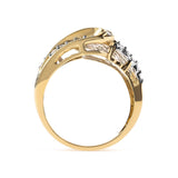 10K Yellow Gold 1/2 Cttw Round and Baguette cut Diamond Open Space Bypass Ring (H-I Color, SI2-I1 Clarity)-3 thumbnail 4