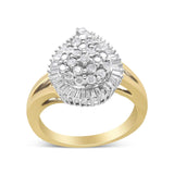 14K Yellow and White Gold 1.00 Cttw Round and Baguette-Cut Diamond Ballerina Cocktail Ring (H-I Color, SI2-I1 Clarity)-4 thumbnail 5
