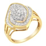 10K Yellow Gold Diamond Cluster Ring (3/4 Cttw, J-K Color, I2-I3 Clarity)-1 thumbnail 2