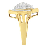 10K Yellow Gold Diamond Cluster Ring (3/4 Cttw, J-K Color, I2-I3 Clarity)-4 thumbnail 5