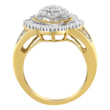10KT Yellow Gold Round and Baguette Cut Diamond Ballerina Ring (1 cttw, I-J Color, SI1-SI2 Clarity)-1 thumbnail 2