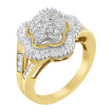 10KT Yellow Gold Round and Baguette Cut Diamond Ballerina Ring (1 cttw, I-J Color, SI1-SI2 Clarity)-4 thumbnail 5