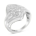 10K white gold cluster ring with round diamond stones