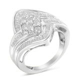 10K White Gold Diamond Bypass Cluster Ring (1 Cttw, I-J Color, I2-I3 Clarity)-0 thumbnail 1
