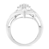 10K White Gold Diamond Bypass Cluster Ring (1 Cttw, I-J Color, I2-I3 Clarity)-1 thumbnail 2