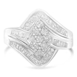 10K White Gold Diamond Bypass Cluster Ring (1 Cttw, I-J Color, I2-I3 Clarity)-3 thumbnail 4