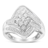 10K White Gold Diamond Bypass Cluster Ring (1 Cttw, I-J Color, I2-I3 Clarity)-4 thumbnail 5