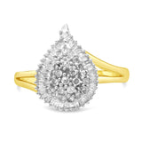 10K Yellow Gold 1/2 Cttw Round and Baguette-Cut Diamond Pear Ring (I-J Color, I1-I2 Clarity)-1 thumbnail 2