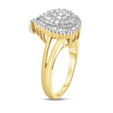 10K Yellow Gold 1/2 Cttw Round and Baguette-Cut Diamond Pear Ring (I-J Color, I1-I2 Clarity)-3 thumbnail 4