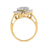 10K Yellow Gold 1 Cttw Round and Baguette Cut Diamond Ballerina Cluster Ring (H-I Color, SI2-I1 Clarity)-1 thumbnail 2