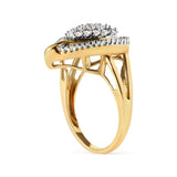 10K Yellow Gold 1 Cttw Round and Baguette Cut Diamond Ballerina Cluster Ring (H-I Color, SI2-I1 Clarity)-3 thumbnail 4