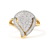 10K Yellow Gold 1 Cttw Round and Baguette Cut Diamond Ballerina Cluster Ring (H-I Color, SI2-I1 Clarity)-4 thumbnail 5