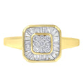 10K yellow gold cocktail ring with round diamond stones