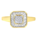 10K yellow gold cocktail ring with round diamond stones thumbnail 1
